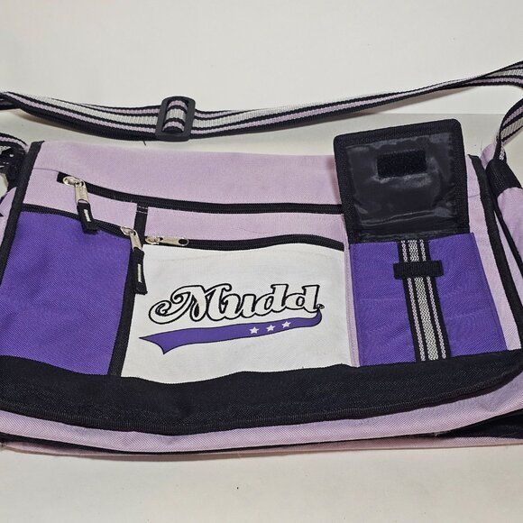 Mudd Vintage Canvas Crossbody Messenger School Book Bag Purple Y2K 2000s - Picture 4 of 12